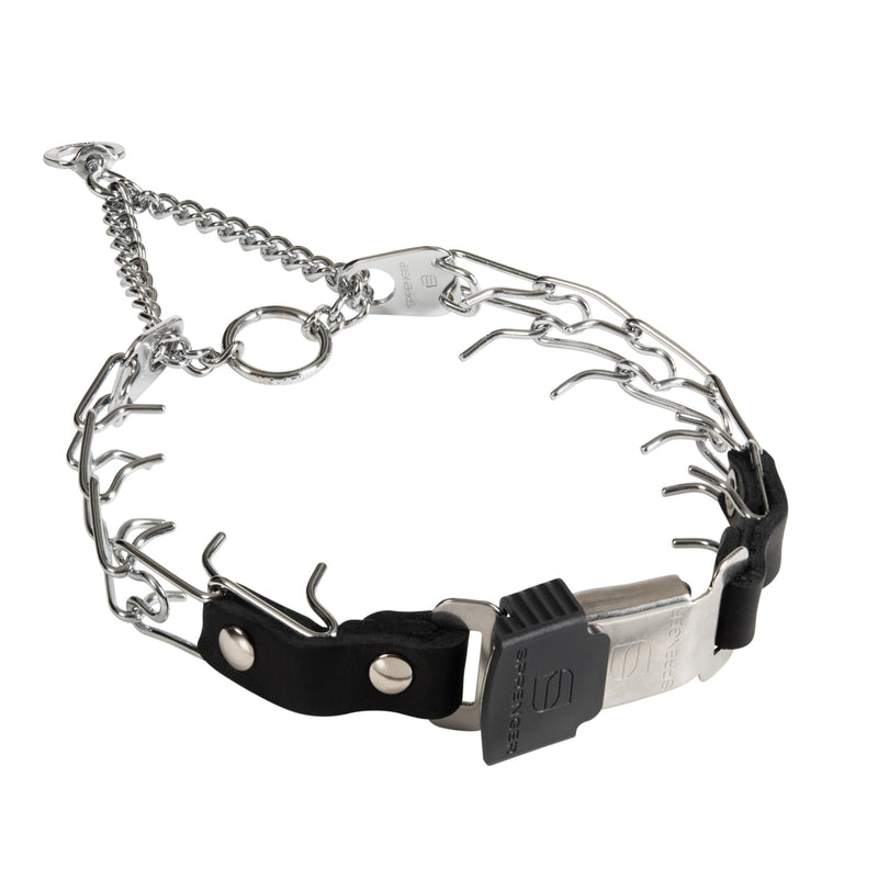 Herm Sprenger Prong Collar for Dog Training with Easy Quick Release Cliclock & Swivel Ring - German Made Dog Collar with Chrome Plated Stainless Steel 2.25mm Prongs for Small/Medium Dogs (13-19" Neck) Small/Medium (13-19" Neck, 2.25mm Links) - PawsPlanet Australia