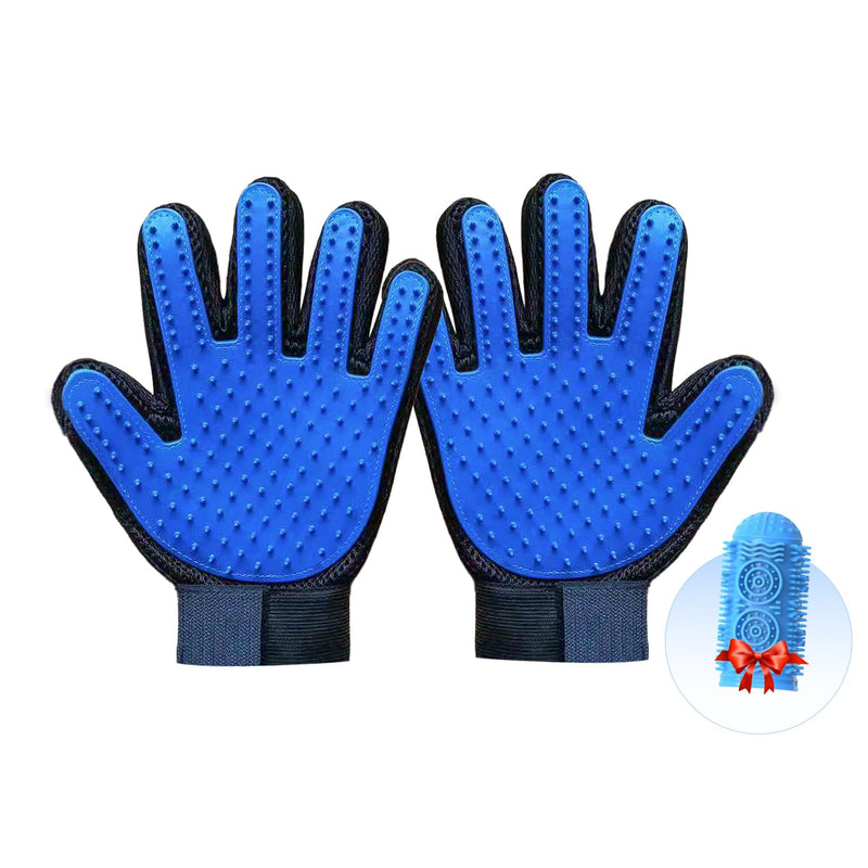 Pet Grooming Set with Dog Washing Gloves for Bathing and Silicone Dog Toothbrush, Pet Grooming Gloves for Dogs, Cats and Horses with 185 Tips Suitable for Hands Sized Medium & Large (PG Set 2) - PawsPlanet Australia