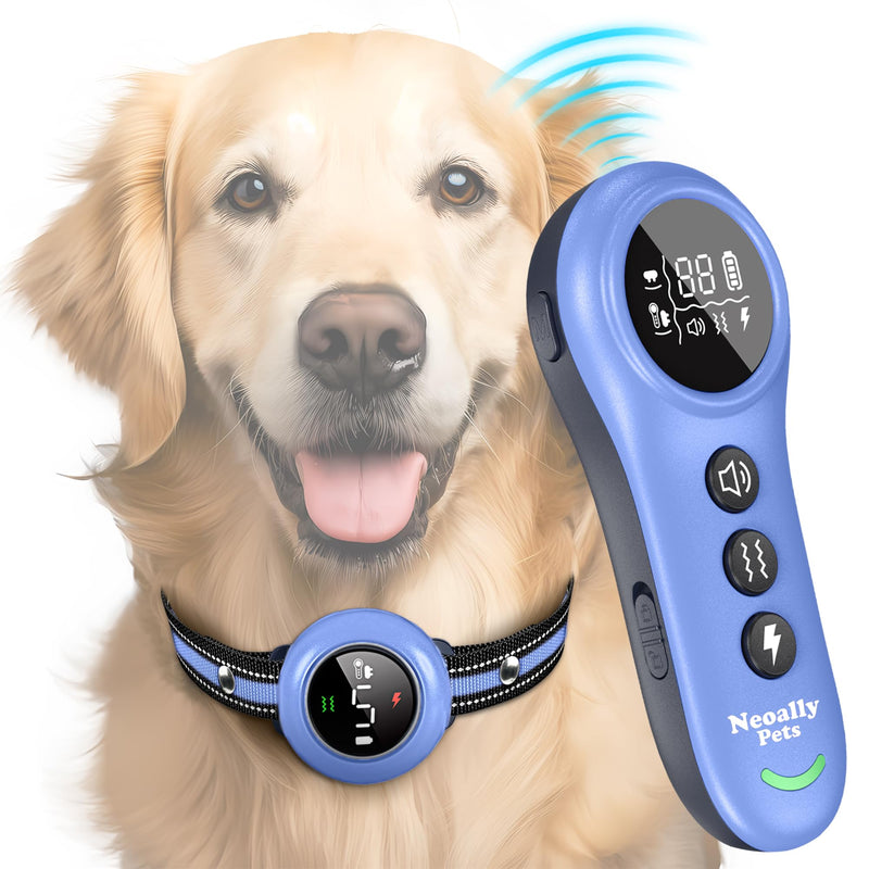 Neoally 2 in 1 Dog Training and Bark Control Collar: Smart Anti Barking Collar with and with No Remote for 5-150 lbs Small Medium Large Dogs. Rechargeable and Waterproof Receiver (Light Blue) Light Blue - PawsPlanet Australia