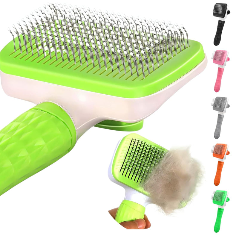 Versatile Pet Grooming Brush and Deshedding Tool - Gently Removes Loose Undercoat for Cats and Dogs, Suitable for Pet Massage (Green Light) Light Green - PawsPlanet Australia
