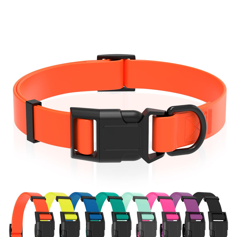 Waterproof Dog Collar, Easy to Clean Rubber Dog Collars with Quick Release Buckle Fits Small Medium or Large Dogs (Orange, L < 15.4-24.8 inch) L (15.4-24.8 inch) Orange - PawsPlanet Australia