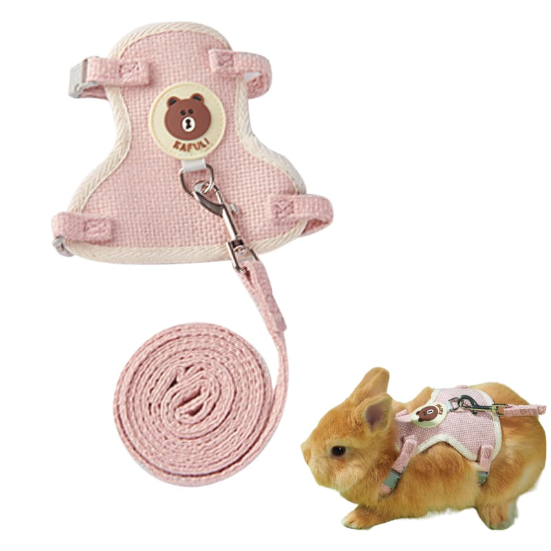 Rabbit Harness and Leash Set Adjustable Bunny Harness Leash Ferret Harness Guinea Pig Harness Ferret Leash for Small Pets Walking Outdoor (Small,Pink) Pink - PawsPlanet Australia