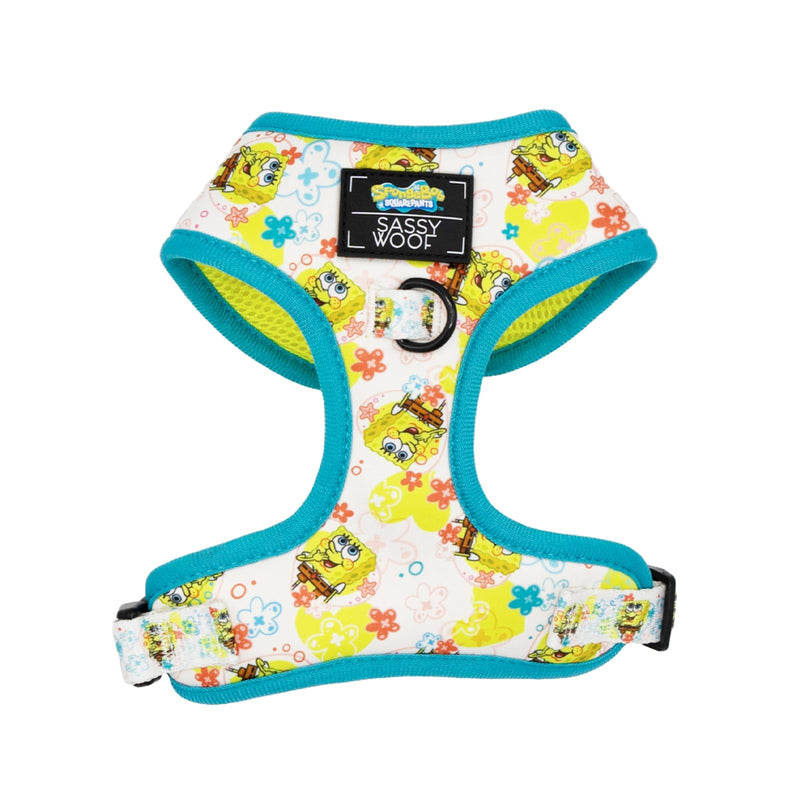 Sassy Woof Dog Adjustable Harness - Spongebob Squarepants™ Bikini Bottom - S, Breathable Mesh, No Pull Design with Two D-Rings, Perfect for Small Dogs and Puppies - Officially Licensed