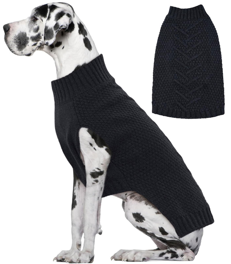 IECOii Big Dog Sweater,XXXXL Dog Sweaters for Extra Large Dogs,Cold Weather Winter Coat for Large Size Dogs,Warm Fall Dog Clothes for Large Dogs Knitwear,Doberman,Great Dane Sweater,DarkGrey-4XL XXXX-Large(Chest:35.4 in) Grey - PawsPlanet Australia