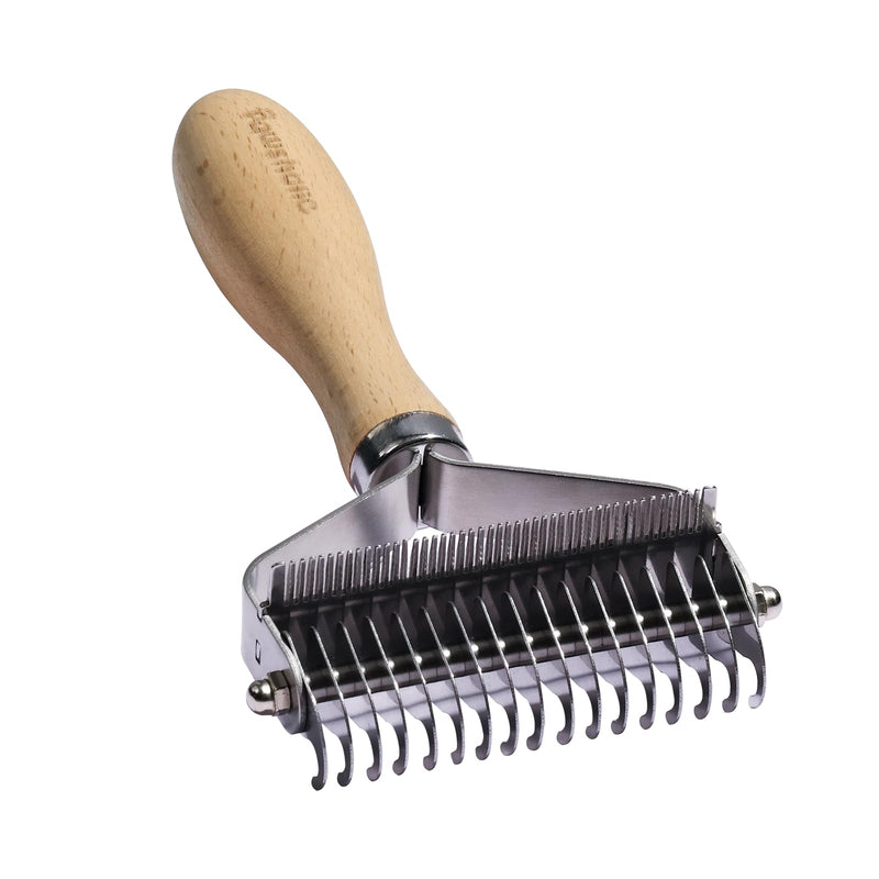 3-in-1 Professional Pet Shedding Dematting Comb - Deshedding Undercoat Rake for Dogs with Stainless Steel Blades Metal Pet Brush with Wood Handle Matted Hair Detangling Thinning and Shedding Upgraded 3-in-1 Comb - PawsPlanet Australia