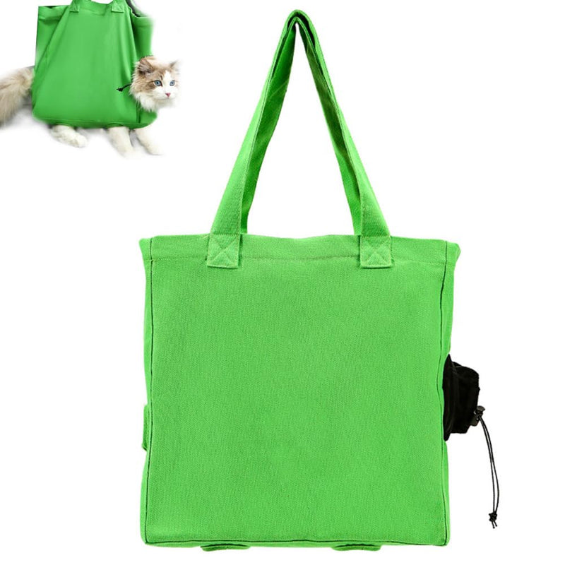 Cats Carrying Bag, Adjustable Pet Shoulder Bag with Holes for Cat's Legs & Head Movement for Walk Support Cats Dogs Green - PawsPlanet Australia