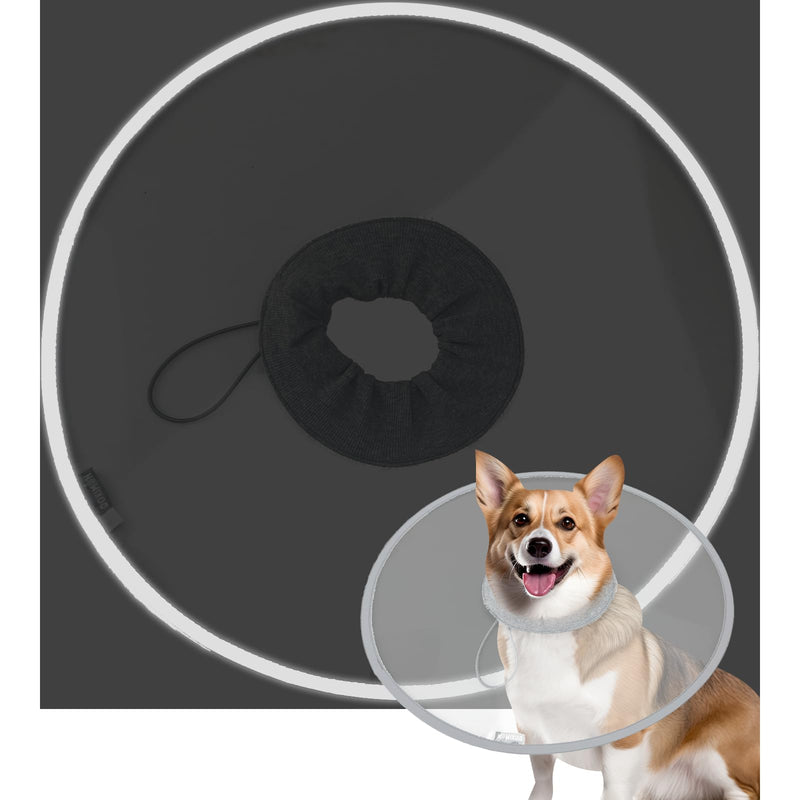 KUDES Cat Dogs Cone E Collar with Low Noise Fasteners Glow in The Dark, Transparent Cat Recovery Collar, Licking and Scratching Free Cone, Extra Soft Small Medium Dog Pet Surgery Collar High Grade Grey L (Between 11-16.5lb.) - PawsPlanet Australia