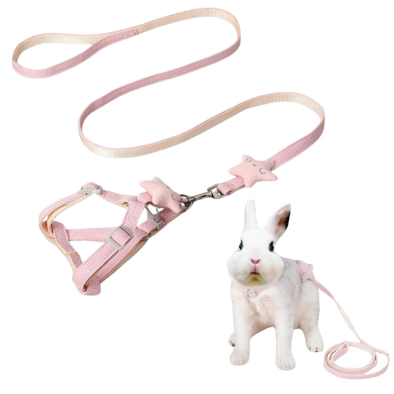 Adjustable Rabbit Harness Leash Bunny Harness for Pet Walk Running Jogging Leash Harness for Bunny Cat Puppy Kitten Ferret and Other Small Pet (Pink,Small) Pink - PawsPlanet Australia