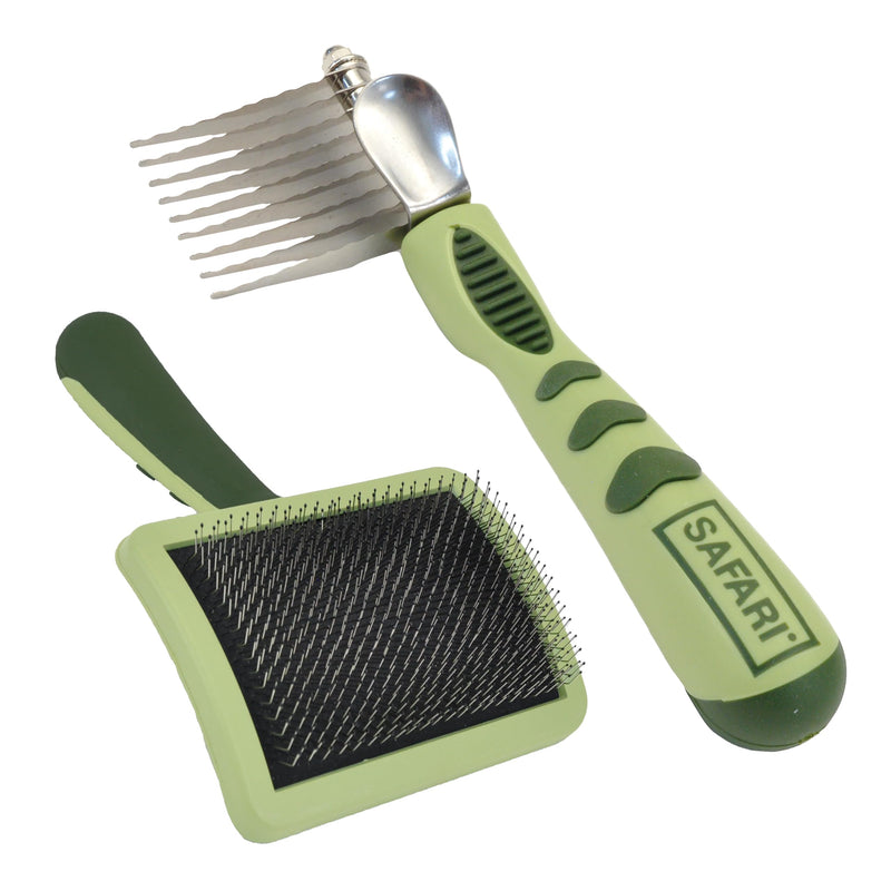 Coastal Pet Safari Dog De-Matting Comb & Slicker Dog Brush for Shedding - Comb & Brush for Dogs with Medium to Long Hair - Easy Detangling - Bundle - PawsPlanet Australia