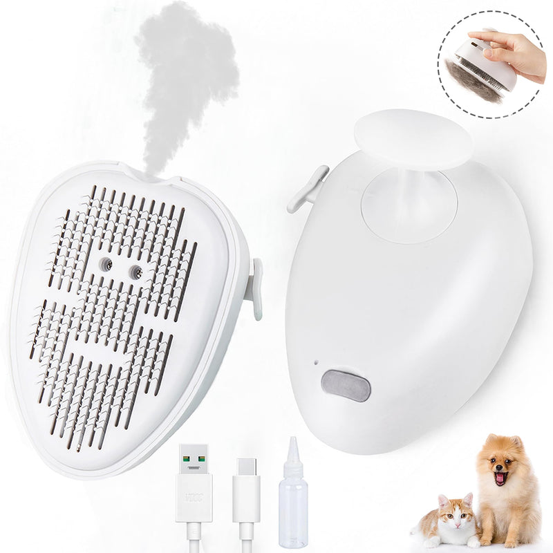Cat Steam Brush for Shedding,Self Cleaning Cat Brush with Steam,Rechargeable Pet Steam Brush,Mist Brush Comb for Indoor Cats,Cat Hair Brush,Steamy Cat Brush for Short&Long Haired Pets.(White) White - PawsPlanet Australia