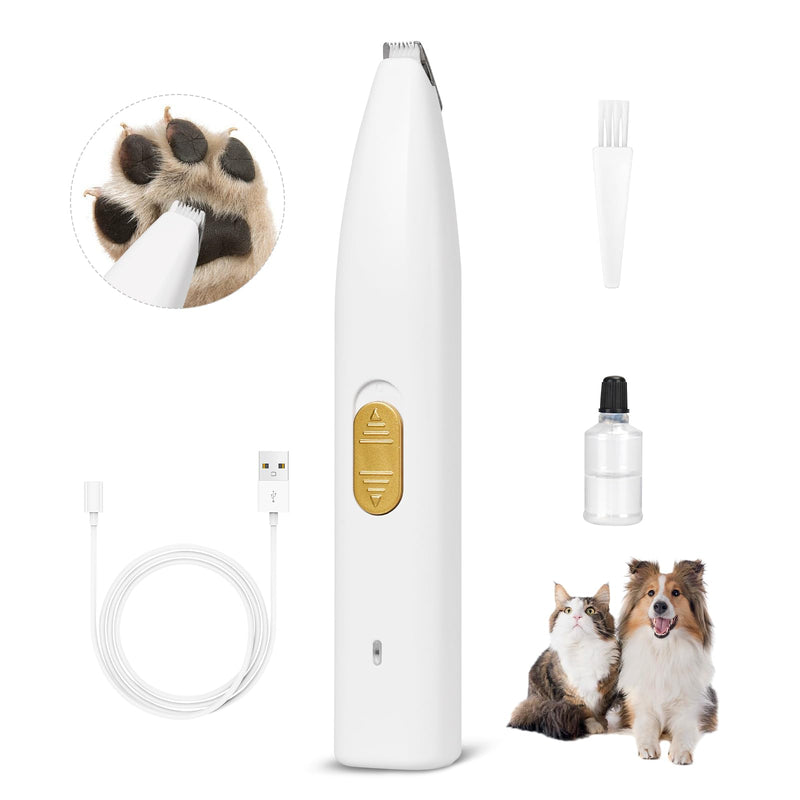 Dog Clippers for Grooming, Dog Paw Trimmer, Pet Paw Trimmer, Mini Trimmer for Dogs, Rechargeable, Low Noise for Trimming Dog Cat Hair Around Paws, Eyes, Ears, Face, Rump (White) White - PawsPlanet Australia