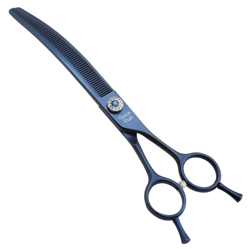 Fenice Peak Professional Dog Grooming Scissors Pet Curved Thinning Shears 7.0'' Extremely Sharp Blades 440C Steel Thinning Scissors Durable Smooth Motion&Fine Cut for Dogs and Cats Blue - PawsPlanet Australia
