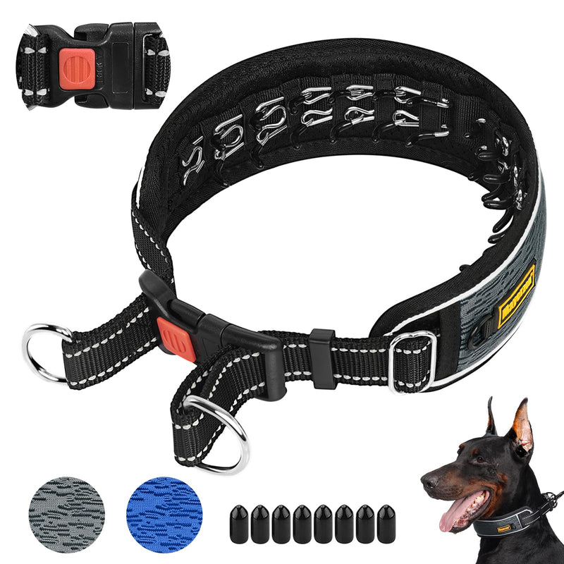 Mayerzon Martingale No Pull Collar for Large Medium Dogs Pitbull German Shepherd Rottweilers, Patented Reflective Anti Pull Dog Walking Collar with Buckle for Training Hiking, Adjustable(M, Grey) Medium,2.5mm,14''-18''Neck - PawsPlanet Australia