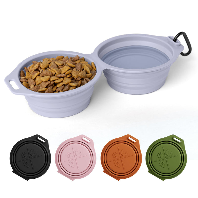 Pup Culture Dual Collapsible Dog Bowls | Silicone Travel Water Bowl for Dogs | Food Grade, No Plastic Rim, Portable Dog Bowl for Food and Water-Easy to Clean | BPA Free and Safe for Your Pup-Lavender Lavender - PawsPlanet Australia