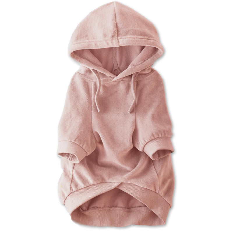 Organic Cotton Velour Dog Hoodie Pet Coat for Small, Medium and Large Dogs, Pink, Medium - PawsPlanet Australia