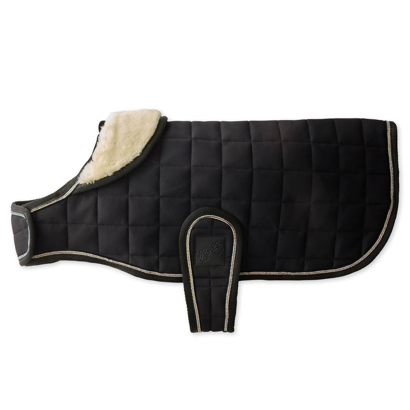 Quilted Dog Coat Pet Jacket with Crystal Bling for Small, Medium and Large Dogs, Black, Small Small (10-25 lbs) - PawsPlanet Australia