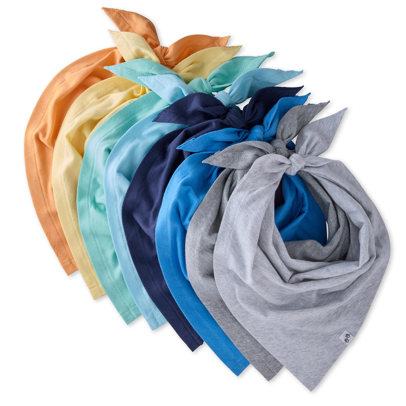 Multipack 100% Organic Cotton Pet Bandanas for Small, Medium and Large Dogs, Rainbow Blues, X-Small/Small - PawsPlanet Australia