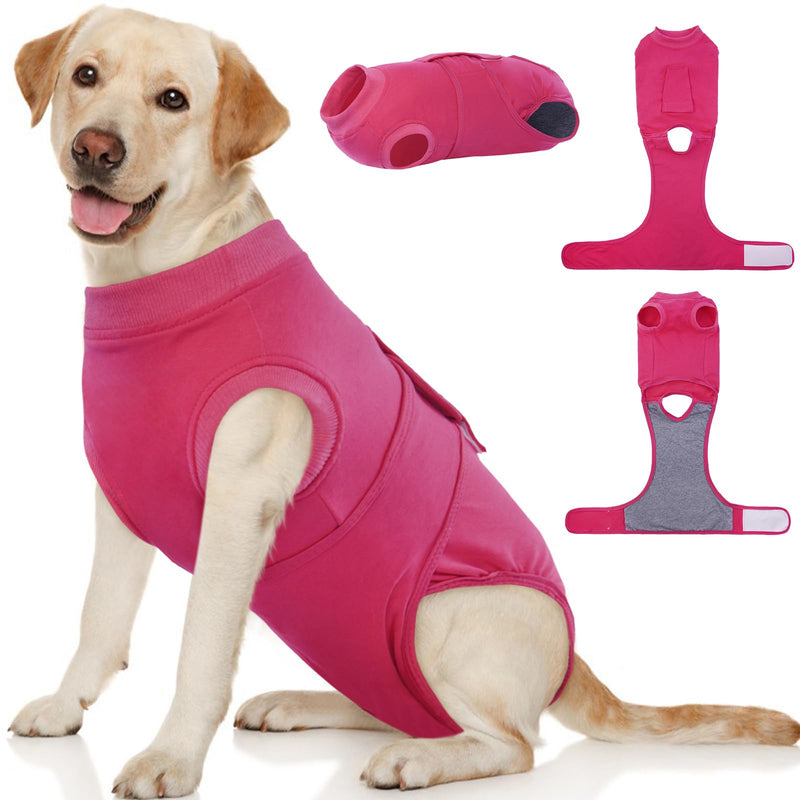 Kuoser Dog Surgery Suit Female Spay, Dog Recovery Suit Male Neuter, Dog Clothes Onesie for Surgery Anti Licking Abdominal Wounds Pet Puppy Surgical Recovery Bodysuit Shirt, Substitute E-Collar & Cone X-Large (Back:20.1-24.8'', Weight:42-75 LB) Rose - PawsPlanet Australia