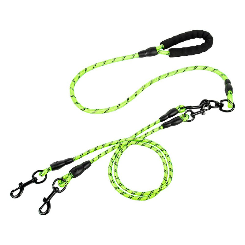 Double Dog Leash, 360 Swivel No Tangle, Shock Absorbing Bungee, for 2 Large Dogs 25-150 lbs (Green) Green - PawsPlanet Australia