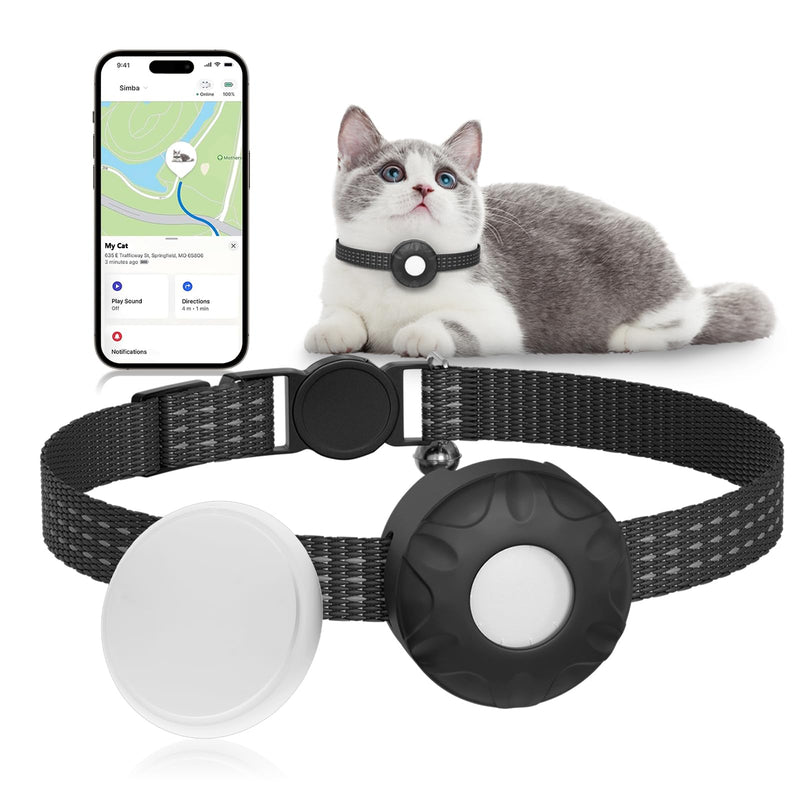 Cat Tracker Collar, No Monthly Fee Pet Tracker for Cats (iOS Only), Pet Dog Location Tracker with Safety Elastic Buckle, Air Tracker Tag Included, Only Support Apple Find My App - PawsPlanet Australia