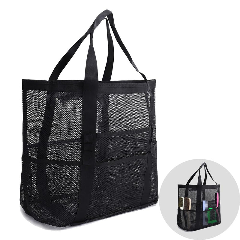 Smanllan Horse Grooming Organizer Bag,8 Pockets Waterproof Horse Grooming Tote Bag with Mesh (Black) Black - PawsPlanet Australia
