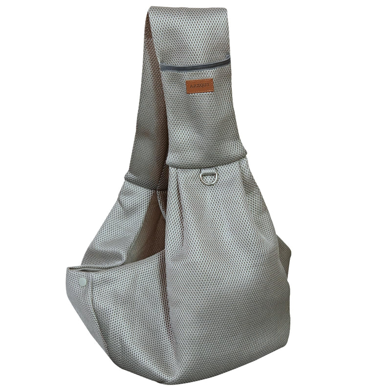 Dog Carrier Sling - Ultra Breathable Reversible Puppy Carrier Purse with Storage Pocket, Travel Safety Harness, Hand-Free Dog Sling Carrier for Carry Small Dogs and Cats, Dog and Cat Harness(Gray) Gray - PawsPlanet Australia