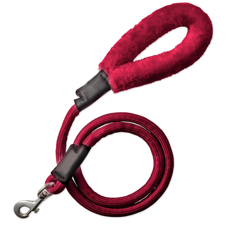 Plush Dog Leash with Cozy Sherpa Handle 5 ft. for All Pet Breeds, Hot Pink, One Size - PawsPlanet Australia