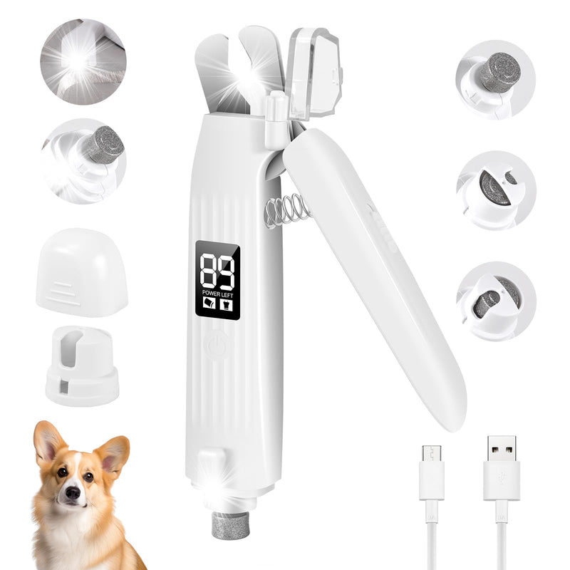 SZMDLX Cat & Dog Nail Trimmers, Electric Rechargeable Dog Nail Clippers & Dog Nail Grinder with 2 LED Light Paws Grooming Kit, Dog Nail File Quiet Pet Nail Clippers & Grinder Trimmer for Dogs and Cats - PawsPlanet Australia
