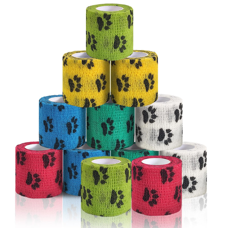 Vet Wrap for Dogs,Bandage Wrap,12Pcs 2 Inches X 5 Yards Pet PreWrap Cohesive Bandages Bulk Self Adhesive Dog Paw Protector for Horse, Cat, Bird, Pet Animal - PawsPlanet Australia