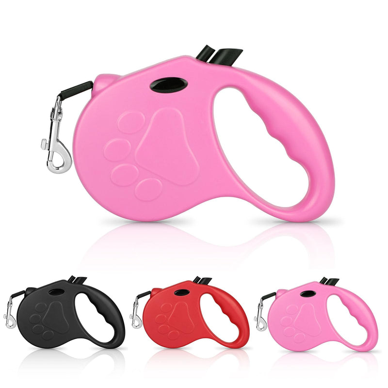 Retractable Dog Leash, 16ft Dog Walking Leash for Small Dogs up to 77lbs, Non-Slip Handle - Pink - PawsPlanet Australia