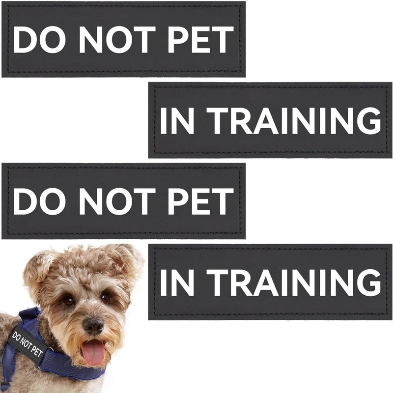 Service Dog Patches with Hook Backing, 4 Pack Removable Black Vest Patches Do Not Pet and in Training Dog Patches for Harness, 5.1 x 1.5 inch 4Pcs - PawsPlanet Australia