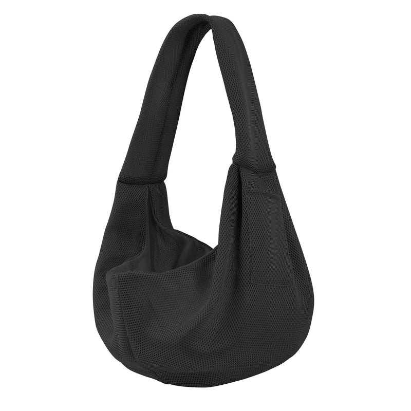 Dog Carrier Sling - Ultra Breathable Reversible Puppy Carrier Purse with Storage Pocket, Travel Safety Harness, Hand-Free Dog Sling Carrier for Carry Small Dogs and Cats, Dog and cat Harness (Black) Black - PawsPlanet Australia