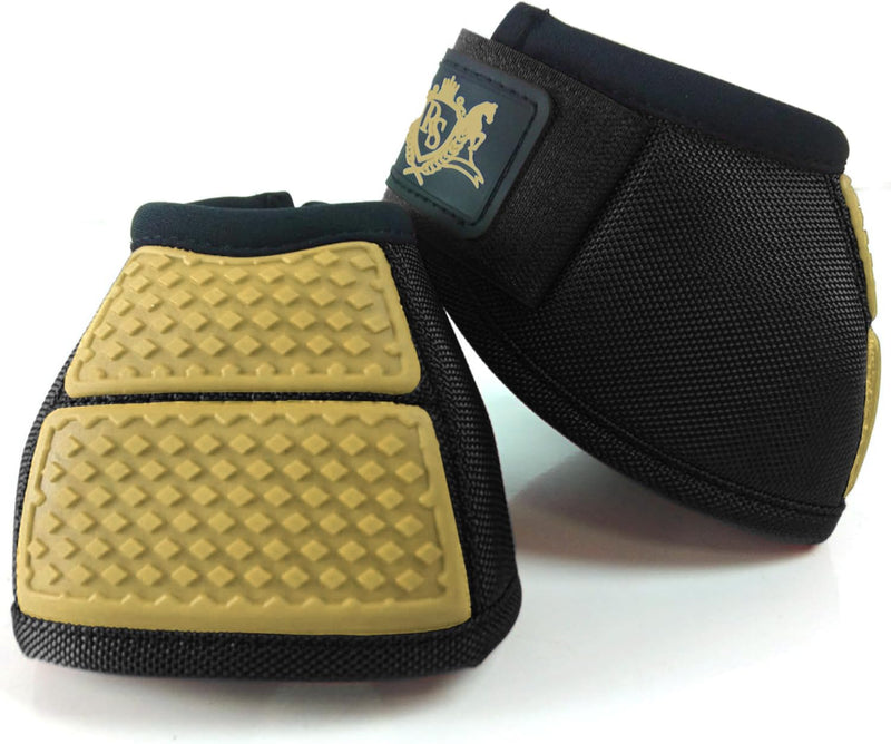 Bell Boots | Prevent Horses from Injury | Professional Bell Boots for Horses with Superb Protection, Durability, Comfort, Relaxable & Lightweight Large GoldLine Black - PawsPlanet Australia