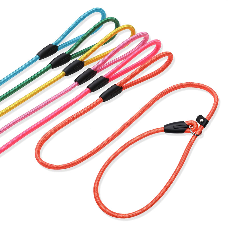 6-Piece Premium No-Pull Dog Slip Leads 4.6ft Adjustable, Pastel Hues (Yellow/Pink/Green/Lt Pink/Blue/Orange) - Easy On/Off, No Collar Needed, Vibrant for Small/Medium Dogs (Walking/Training) - PawsPlanet Australia