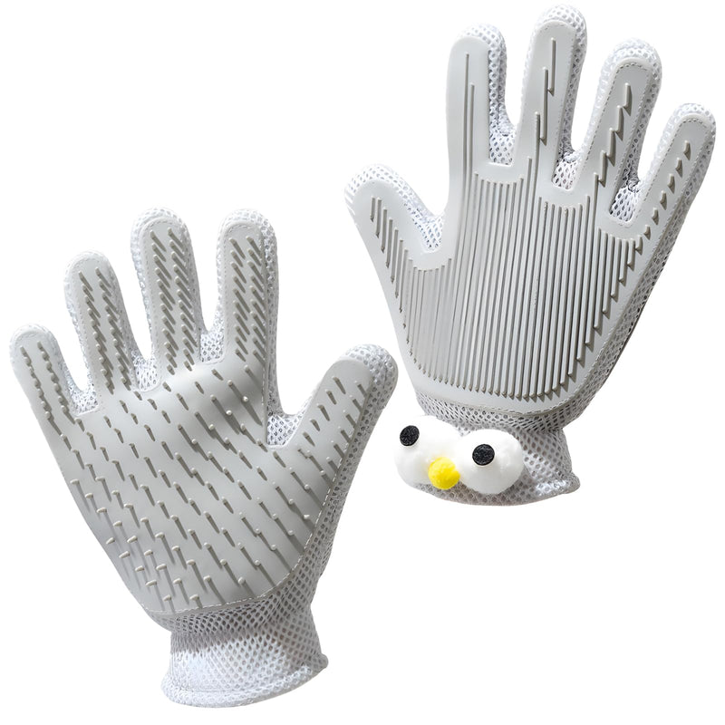 2 in 1 Pet Grooming Gloves - Cat and Dog Glove Brush, High Efficiency Pet Hair Removal Massage Glove, Clean Hair on Both Sides (Grey /1 Piece) Big Gray Eyes - PawsPlanet Australia