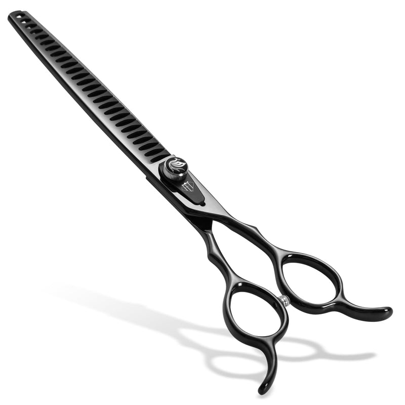 Dog Grooming Scissors: 7.5 inch Bright Black Pet Chunker Shears Made Of Japanese 440C Advanced Stainless Steel Professional Grooming Scissors for Dogs Cats and Other Pets 7.5" - PawsPlanet Australia