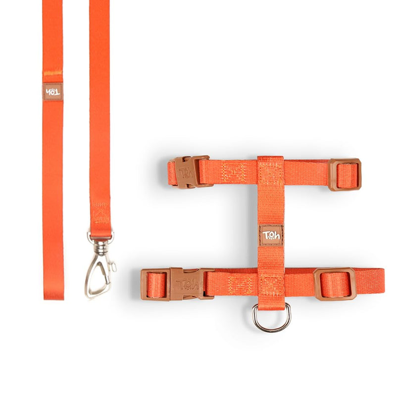 Cat Harness Set, Stylish Design with Adjustable Straps, Easy to Use and Comfortable Cat Harness and Leash, Perfect for Cats Training Outdoor Walking, Orange Khaki U Orange - PawsPlanet Australia