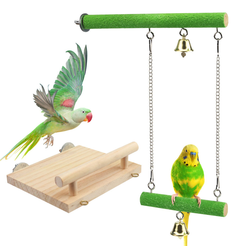 Bird Perches for Cage, Natural Wood Platform Bird Swing Bird Perch Stand Paw Grinding Stick for Parakeet Cockatiels Lovebirds Cage Accessories Pattern 2 - PawsPlanet Australia