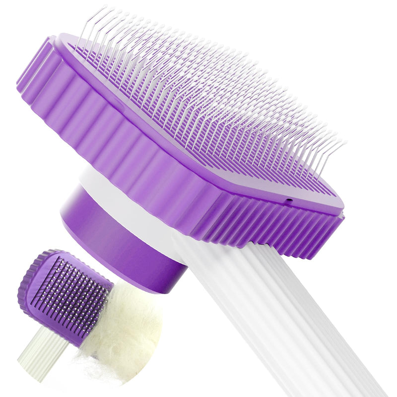Cat brush, Cat Brush for Long or Short Haired Cats, Remove Loose Fur and Mats, Rounded Pins Reduces Painful Pulling, Not for Tangle and Curly Fur, Purple - PawsPlanet Australia
