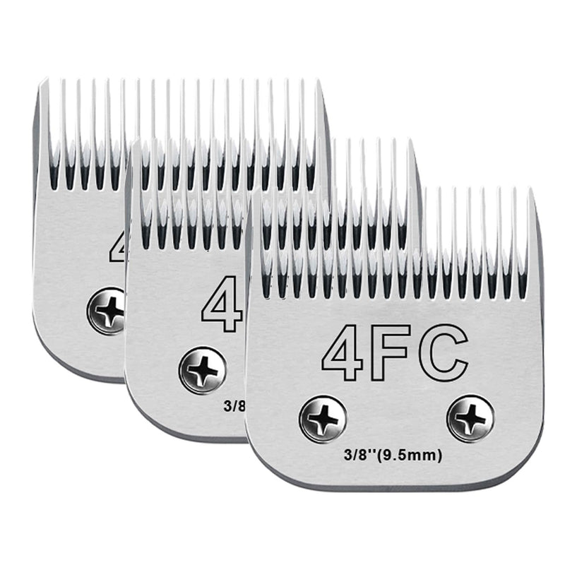 3Pack 4FC Blades for Dog Grooming Blades Compatible with Andis,Oster A5,Wahl km10 Dog Clippers,Detachable Dog Clipper Blade for Dog Cat Horse Animal,Size-#4FC, 3/8-Inch Cut Length (9.5mm) 3pcs #4FC (9.5mm) - PawsPlanet Australia
