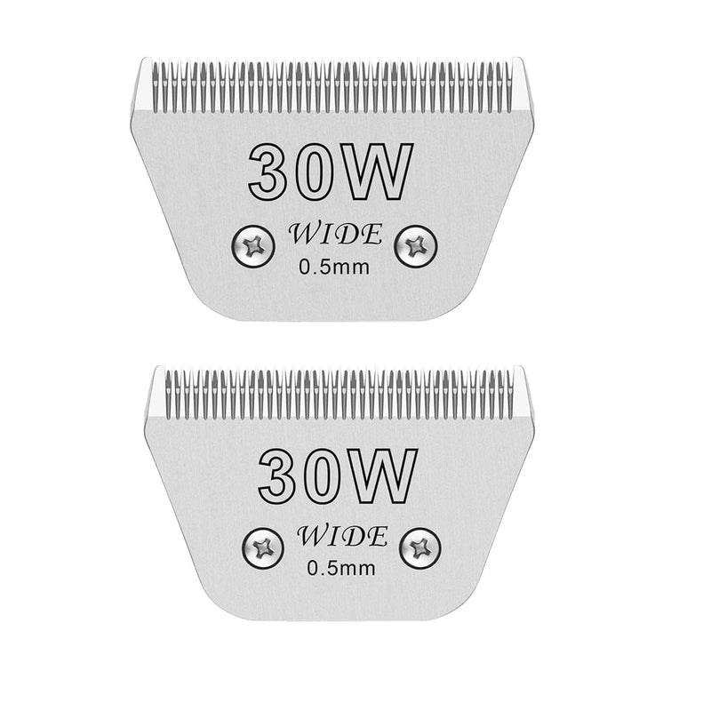 2PCS 30W Wide Blades for Dog Grooming Blades Compatible with Andis,Oster A5,Wahl km10 Dog Clippers,Size-#30W, 1/50 Inch Cut Length (0.5mm) (2pcs #30W) 2pcs #30W(0.5mm) - PawsPlanet Australia