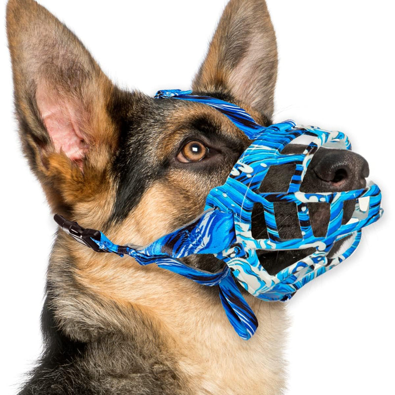 Basket Dog Muzzle Size 2 and Bluewhite Dog Muzzle Size 2 Set, Dog Mouth Guard for Biting Chewing Scavenging, Best for Aggressive Dogs