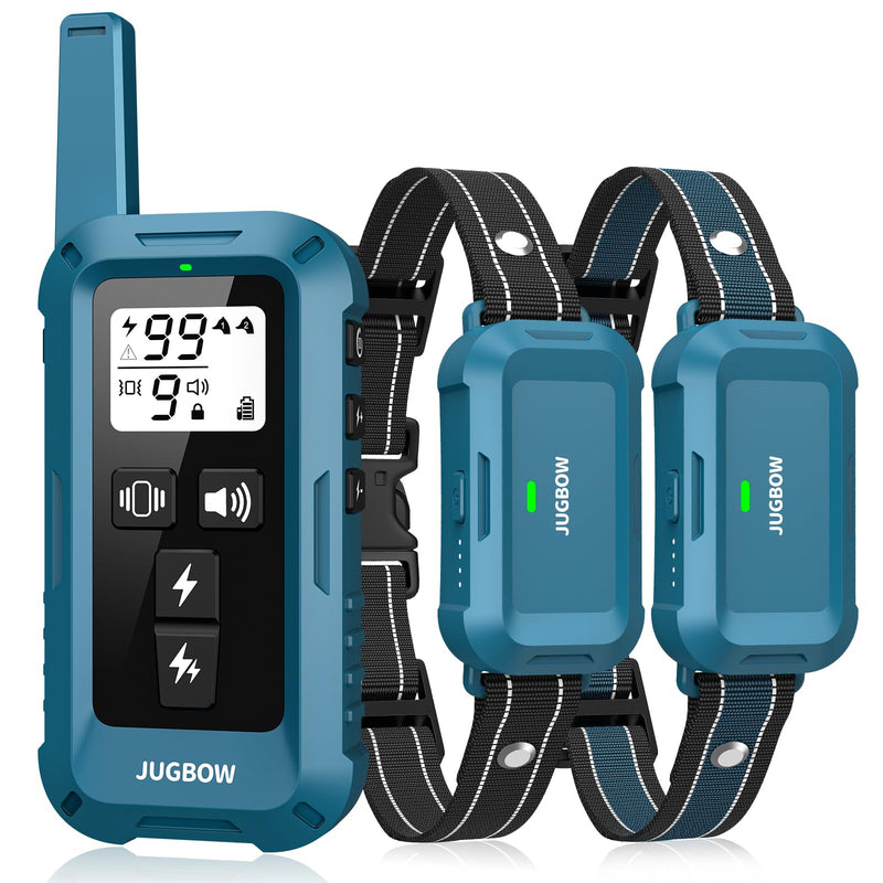 Jugbow Dog Shock Collar 2 Dogs - 4200FT Dog Training Collars with Remote, IPX8 Waterproof E-Collar for Dogs Training Rechargeable e-Collars for Large Medium Small Dogs (10-120lbs) Blue - PawsPlanet Australia