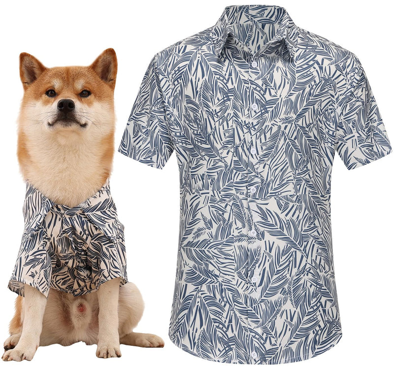 Dog Hawaii Shirts Stylish Hawaiian Themed Pet and Owner Matching Apparel Owner and Pet Shirts are Sold Separately S-(41"Bust)-for Parents Blue Only for Parents - PawsPlanet Australia