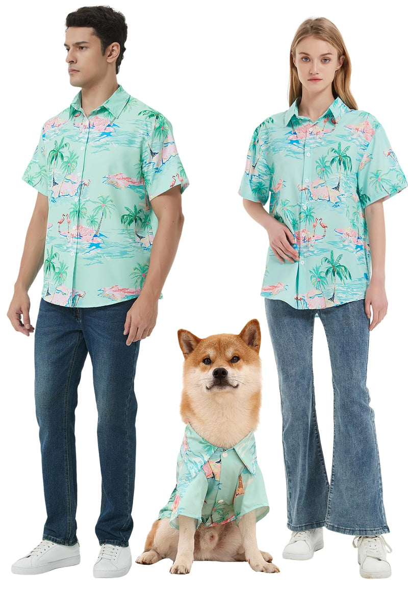 Dog Hawaii Shirts Stylish Hawaiian Themed Pet and Owner Matching Apparel Owner and Pet Shirts are Sold Separately 2XL-(53.6"Bust)-for Parents Green Only for Parents - PawsPlanet Australia