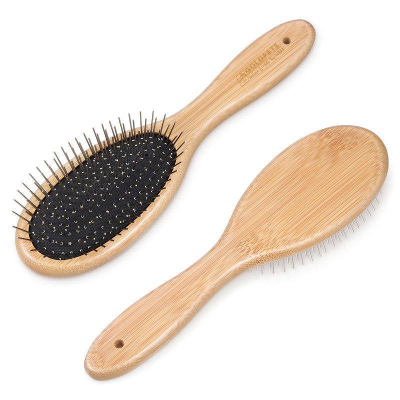 cobee Stainless Steel Pin Dog Brush, Bamboo Handle Grooming Brush 20mm Round Pins Airbag Pet Comb Professional Dog Pin Brush Fur Shedding Comb for Long or Short Hair Cat Dog - PawsPlanet Australia