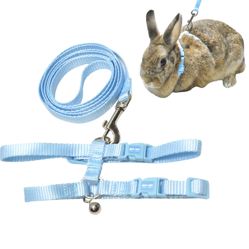 Rabbit Bunny Harness with Leash Adjustable Soft Nylon Harness Rabbit Vest Harness Lead Leash Pink Blue Lead Leash All Season for Small Animals (Blue,S) S - PawsPlanet Australia