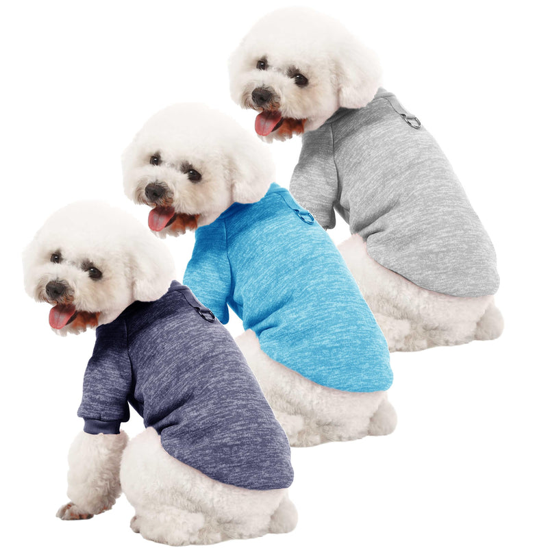 Dog Sweater, Dog Sweaters for Small Dogs, 2, 3 Pack Warm Soft Pet Clothes for Puppy, Medium Large Cat, Dogs Girl or Boy, Dog Shirt for Winter Christmas (Buckle Grey+Navy+Blue, Small) Buckle Grey+Navy+Blue - PawsPlanet Australia