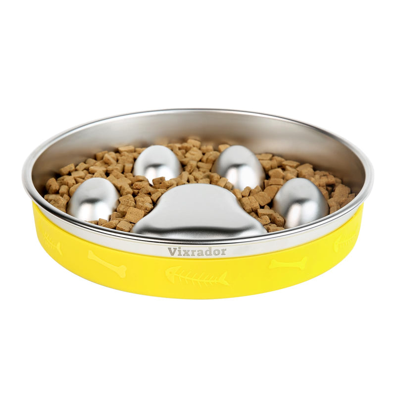 Slow Feeder Dog Bowls Stainless Steel, New Version Yellow Non-Slip Dog Slow Feeder Bowl,Dog Bowl Slow Feeder for Dog,Slow Down Eating Dog Bowl for Fast Eaters - PawsPlanet Australia
