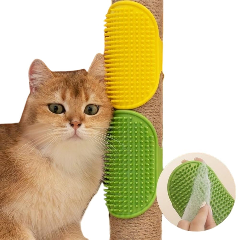 4 Pack Softer Self Groomer Wall Corner Massage Comb Scratcher Grooming Brush Tool Cleaning Tool Indoor for Long Short Fur Kitten Cats Dogs, Green - PawsPlanet Australia